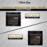 Glam Gas Built in Oven Grill House Silver & Black Electric Oven Conventional Heat Hot Air Grilling - Onestopmall.pk
